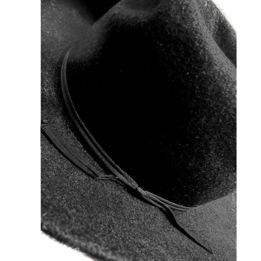 Rockmount Ranch Wear Black Wool Felt Cowboy Rodeo Hat 7 1/4 - Picture 6 of 12